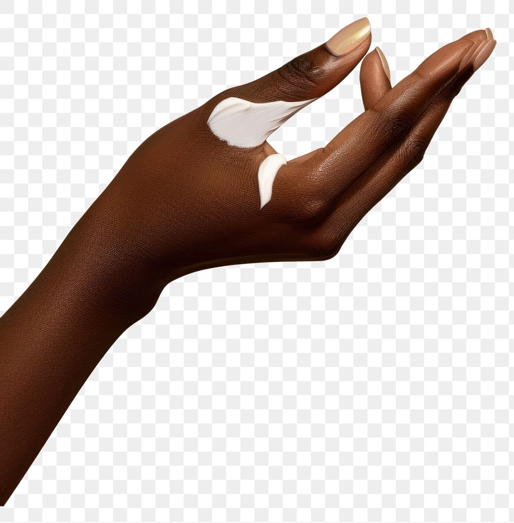 PNG A black woman left hand apply a little bit of cream on her skin finger adult electronics.