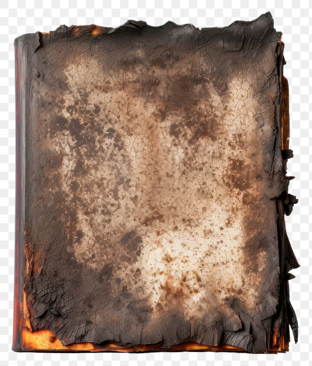 PNG  Book with burnt white background rectangle weathered.