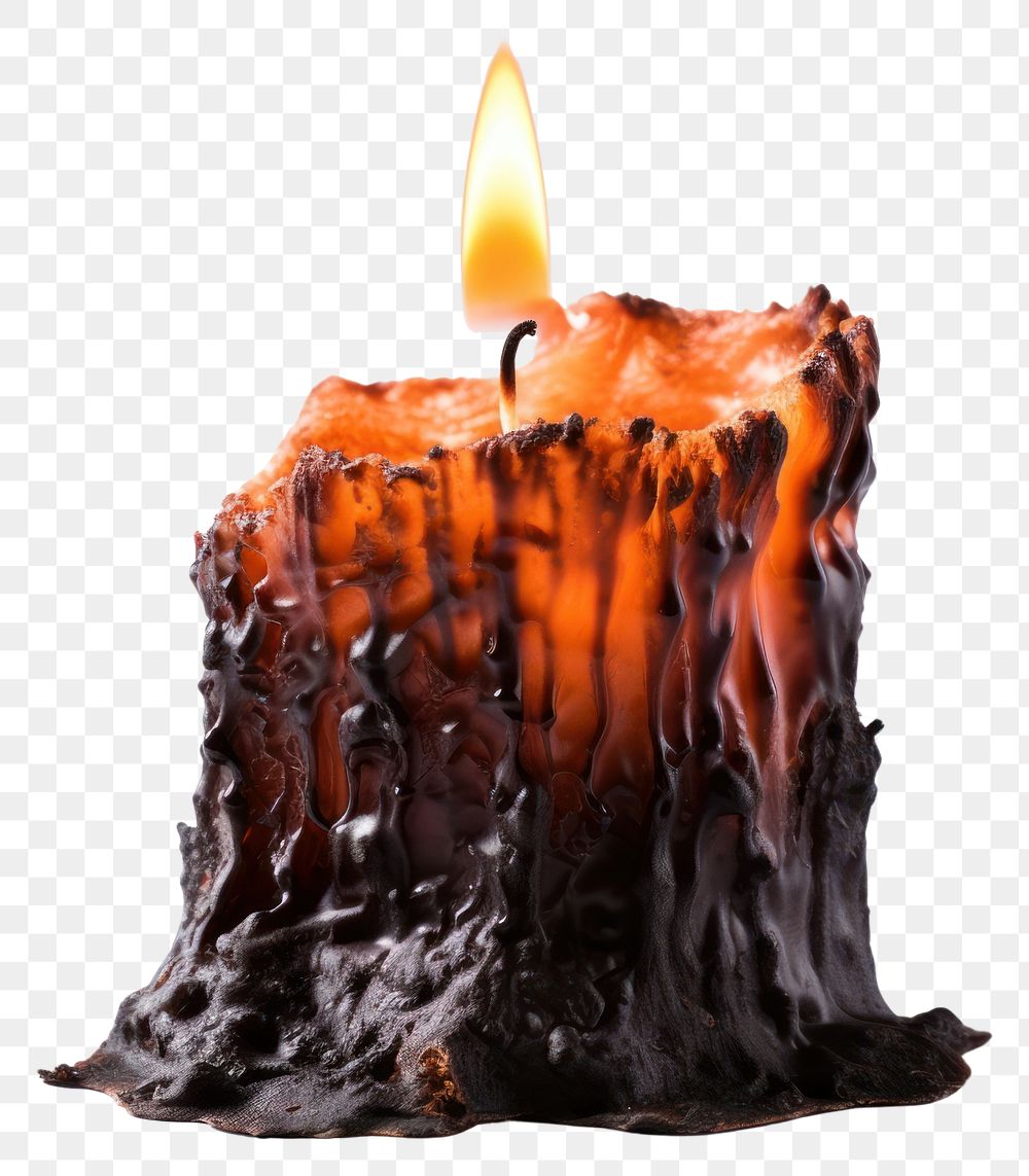 PNG  Candle melt with burnt fire white background illuminated.