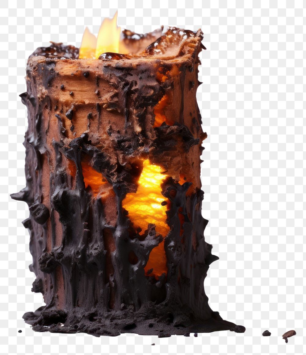 PNG  Candle with burnt bonfire white background darkness.