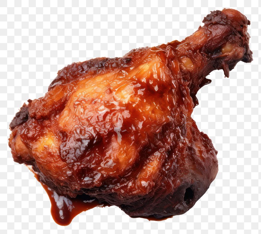 PNG  Fried chicken with burnt meat food white background.