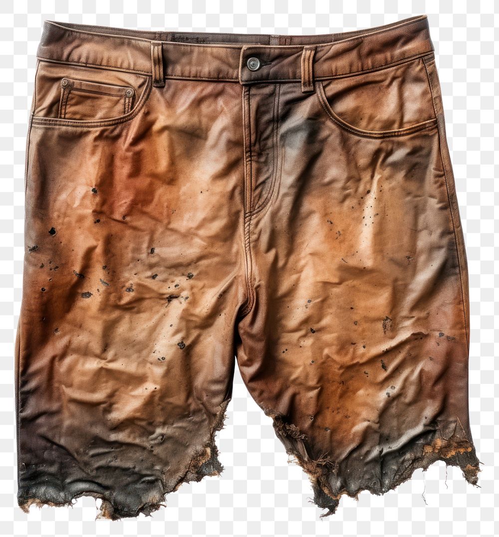 PNG  Pants with burnt shorts white background coathanger.