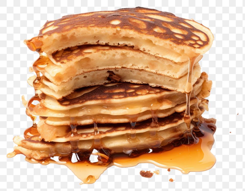 PNG  Pancake stack with burnt food white background pannekoek.