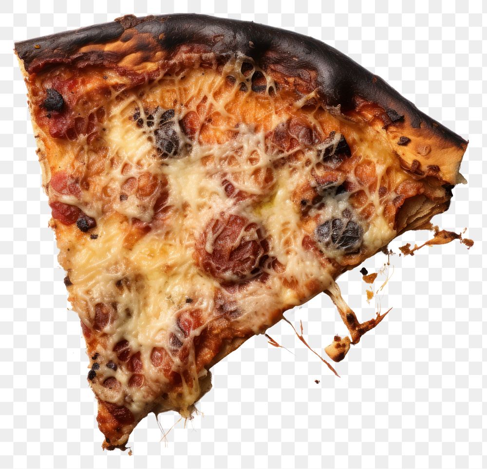 PNG  Pizza with burnt food white background pepperoni.