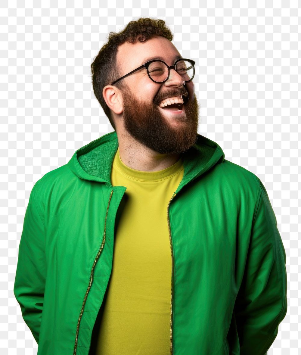 PNG  Man laughing portrait glasses. AI generated Image by rawpixel.