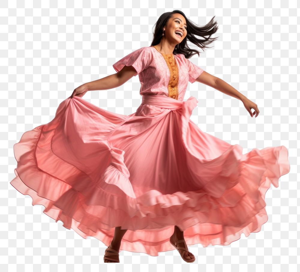 PNG Full length of a casual cheerful Filipina female dancing while singing adult dress entertainment.