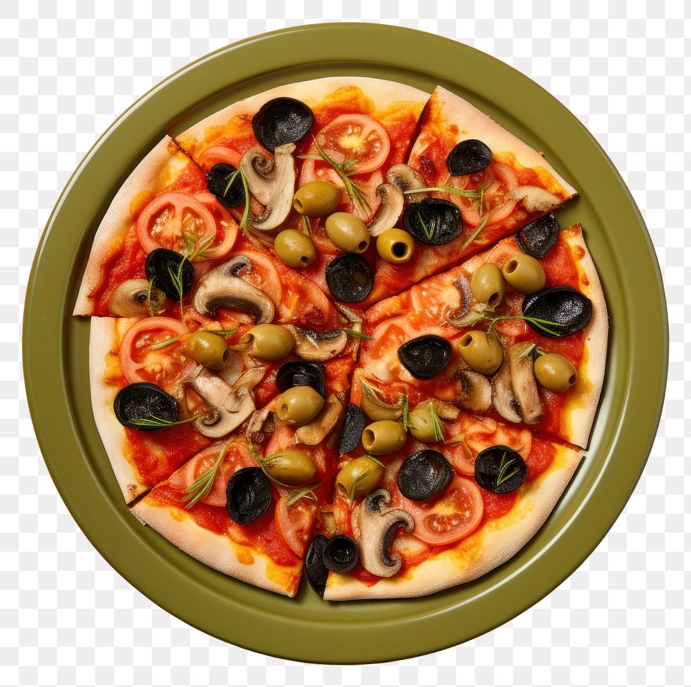 PNG  Anchovy and Olives Pizza pizza olive plate.