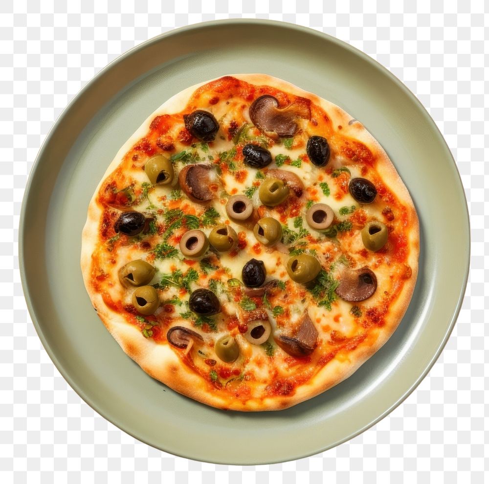 PNG  Anchovy and Olives Pizza pizza olive plate.