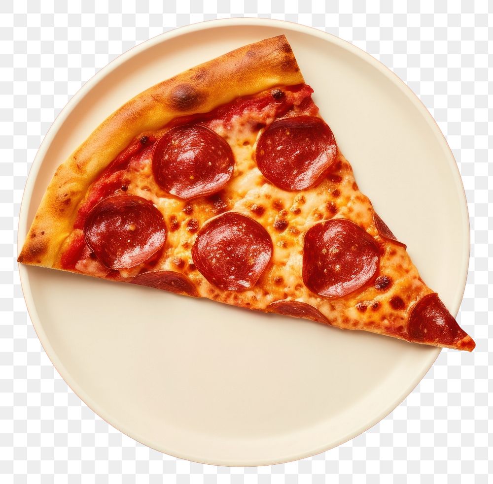 PNG  Pepperoni pizza plate food freshness.