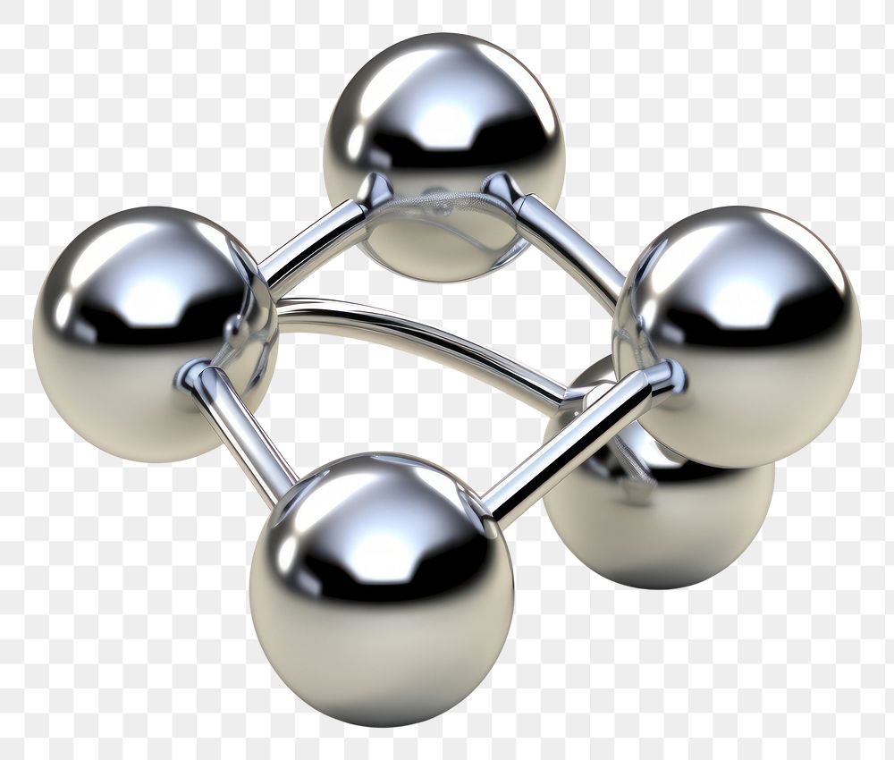 PNG Atom chrome silver white background.