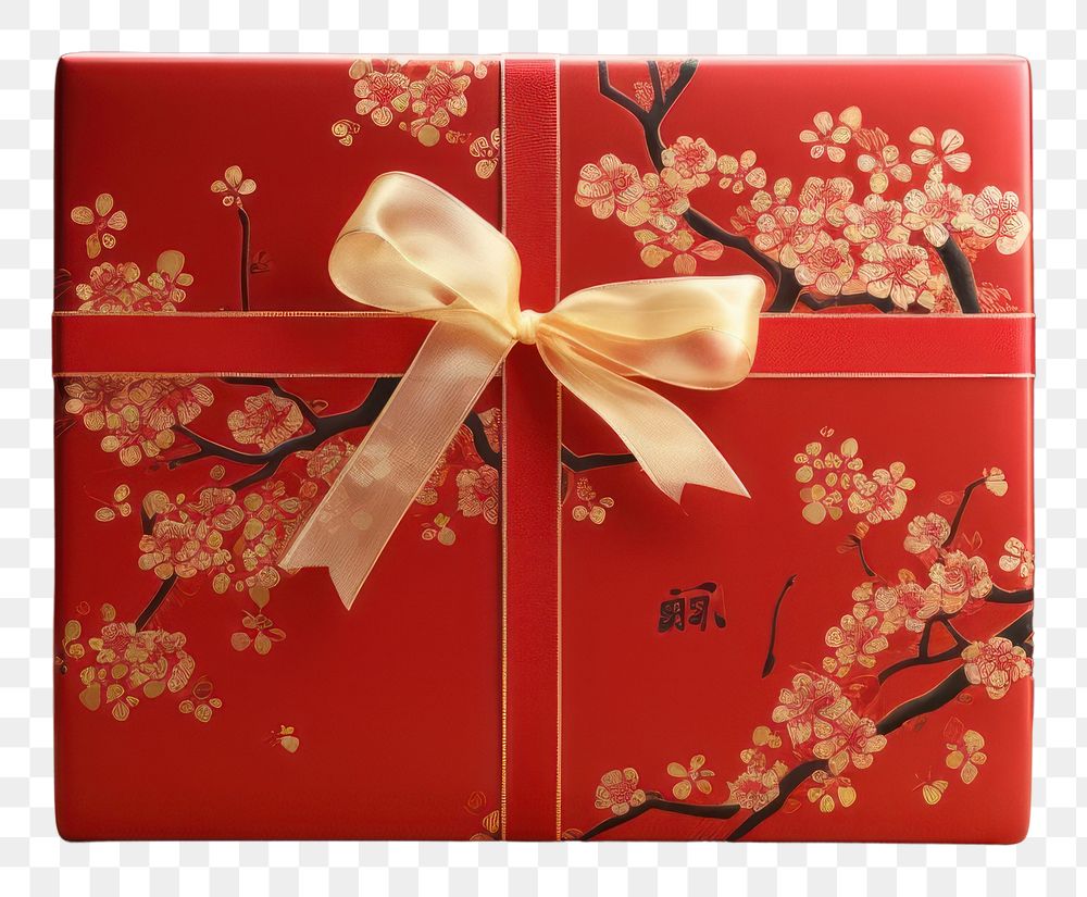 PNG  Chinese New Year style of Gift box gift red chinese new year.