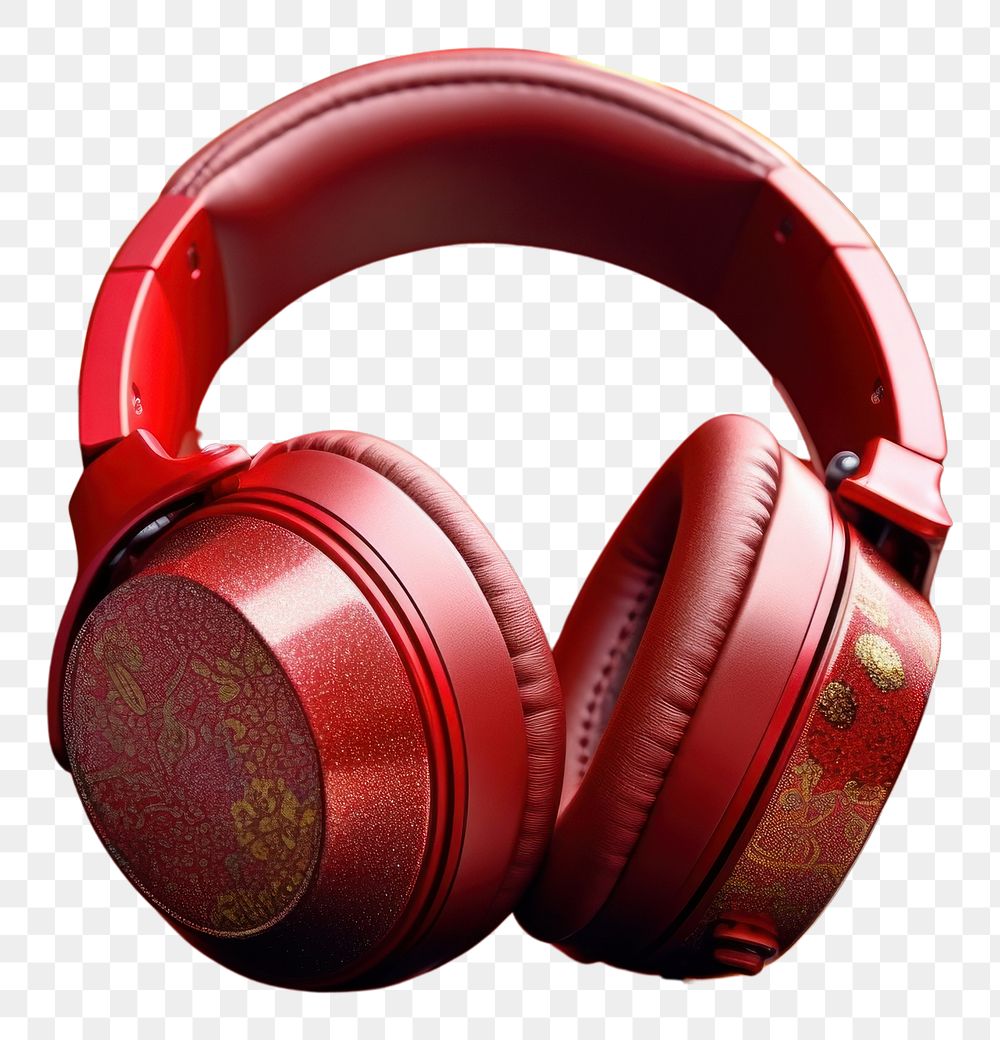 PNG  Chinese New Year style of Headphones headphones headset red.