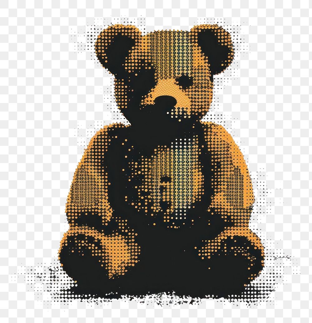 PNG  Teddy bear pixelated cartoon mammal.