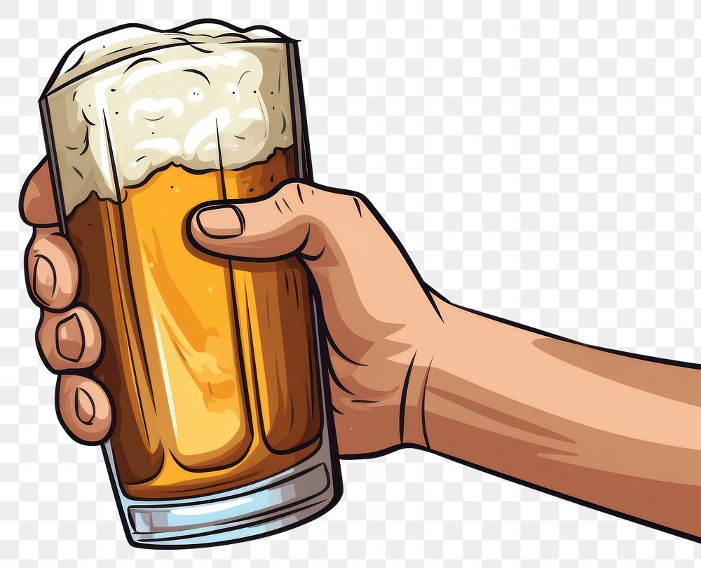 PNG Human hand holding Beer beer cartoon drink.