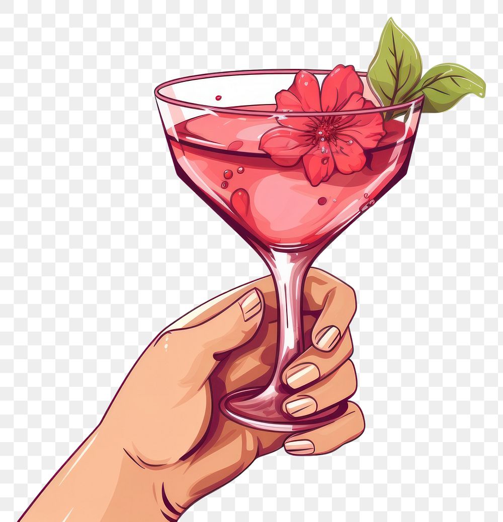 PNG Human hand holding Cocktail cocktail cartoon drink.
