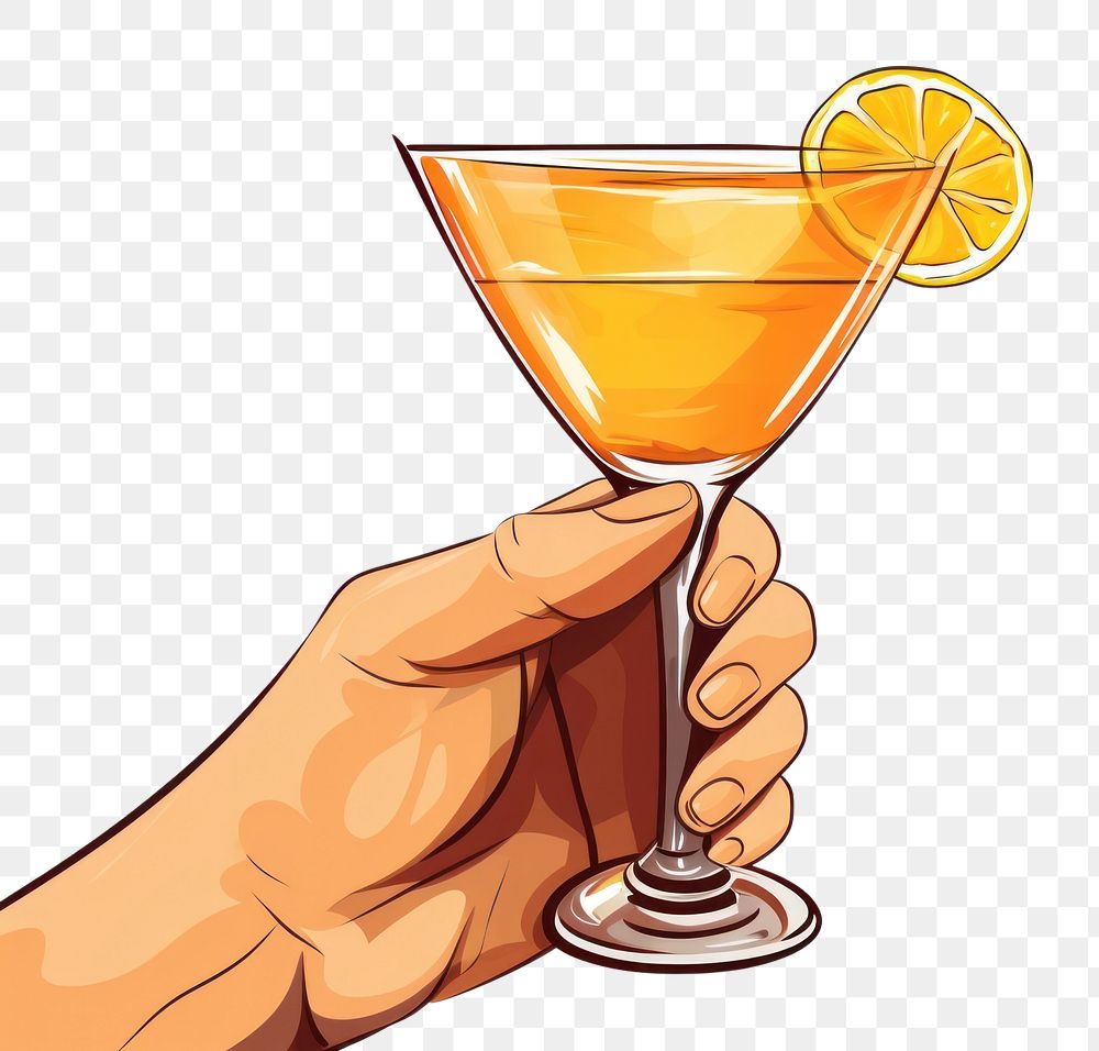 PNG Human hand holding Cocktail cocktail cartoon drink.