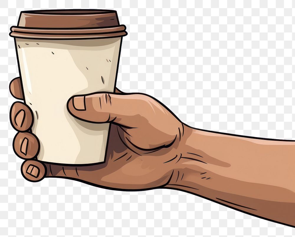 PNG Human hand holding Coffee coffee cartoon cup.