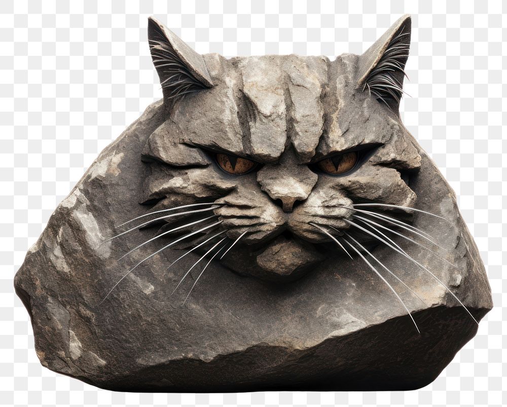 PNG  Heavy rock cat Shape sculpture animal mammal.