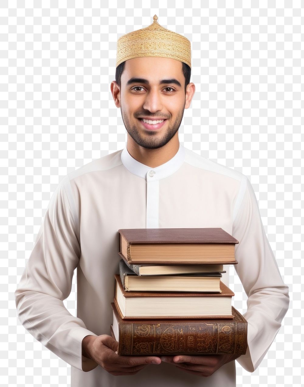 PNG College student holding stack of books adult man  