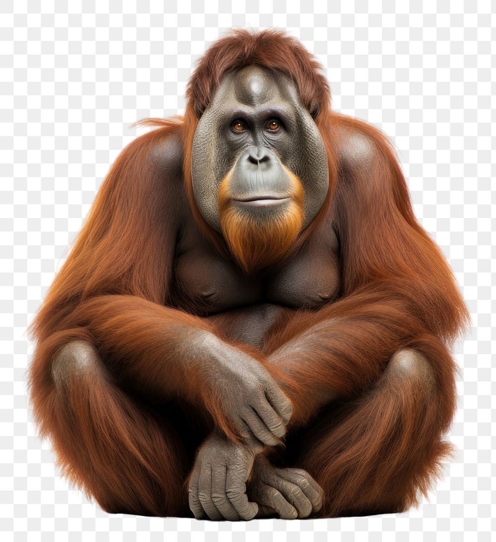 PNG Orangutan wildlife sitting monkey. AI generated Image by rawpixel.
