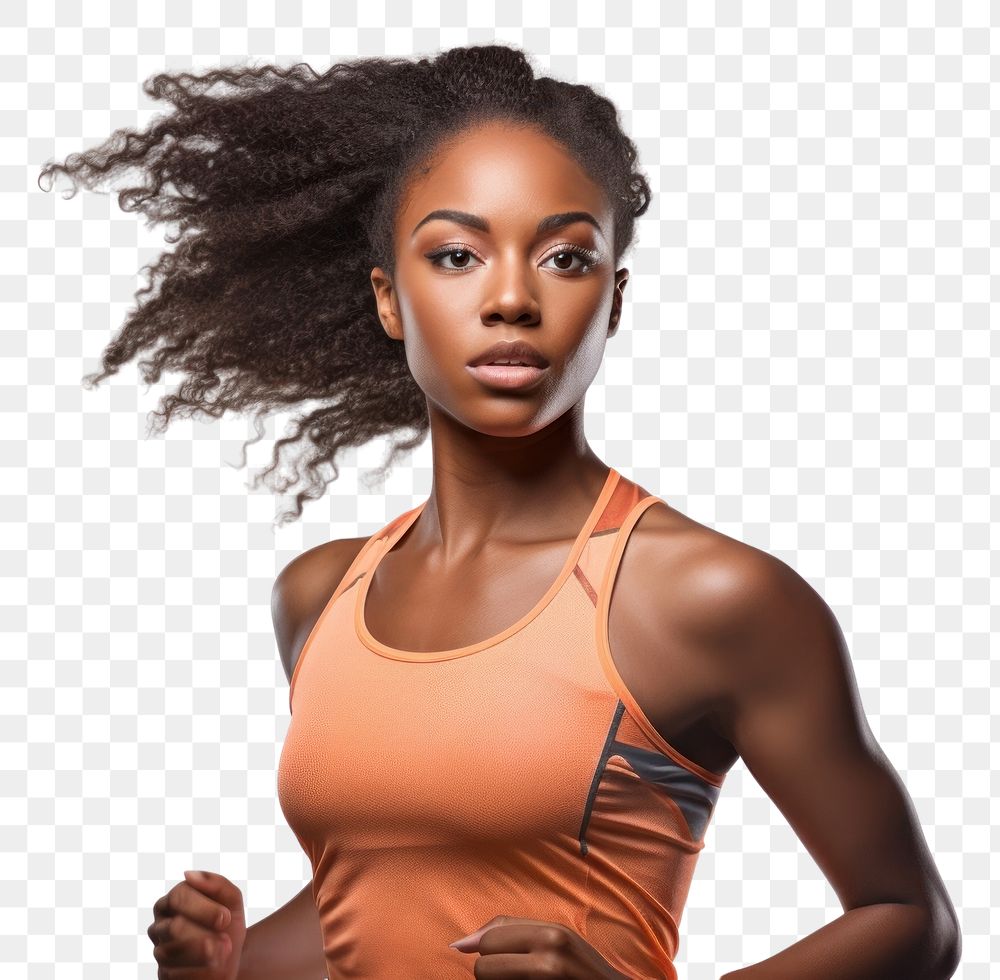PNG Female runner portrait adult photo. AI generated Image by rawpixel.