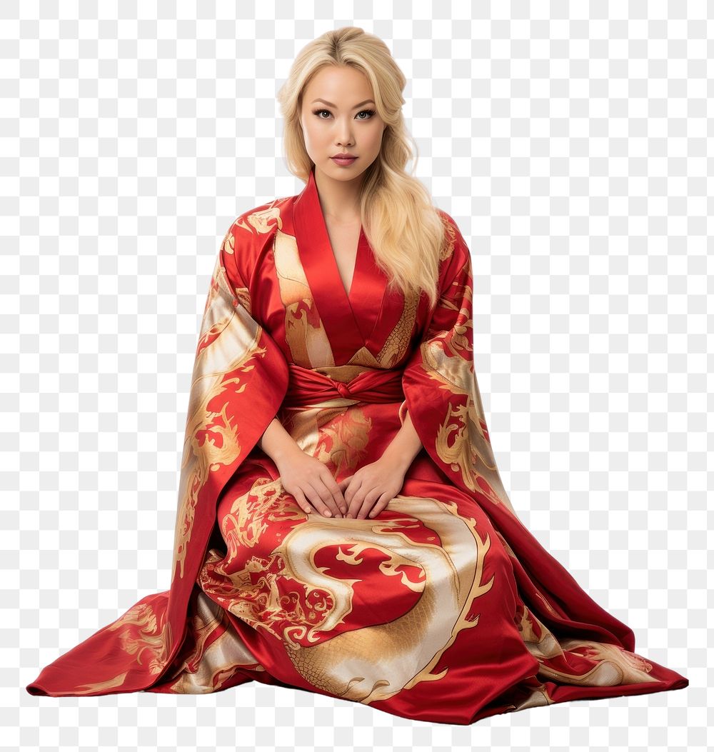 PNG  Chinese woman dress fashion kimono. AI generated Image by rawpixel.