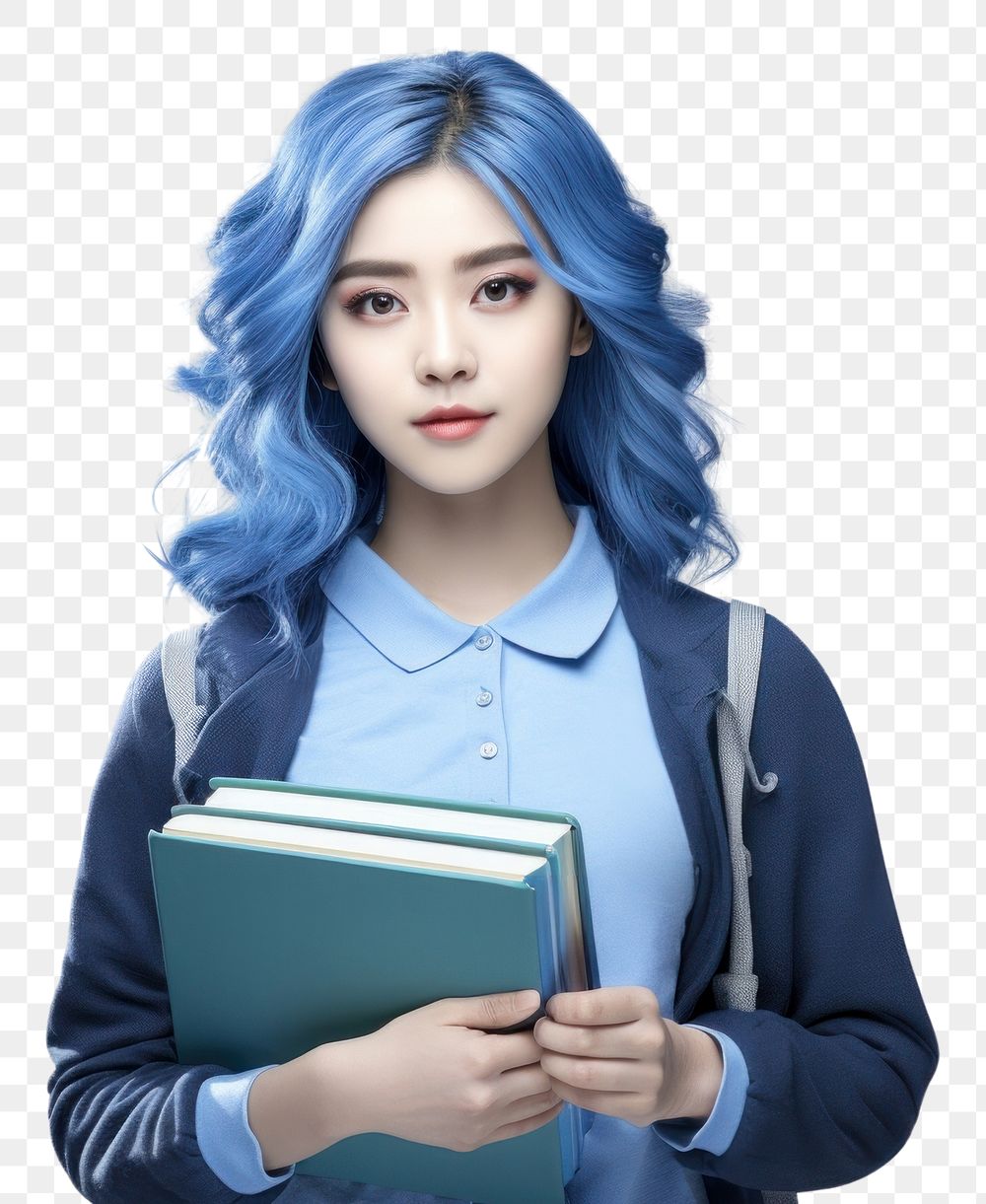 PNG College student holding books adult woman blue. AI generated Image by rawpixel.