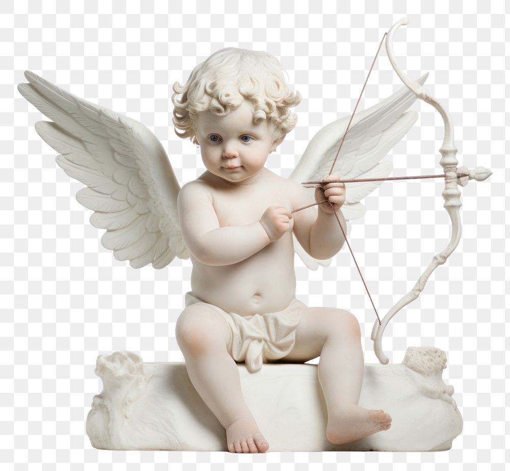PNG  Cupid baby white background representation.