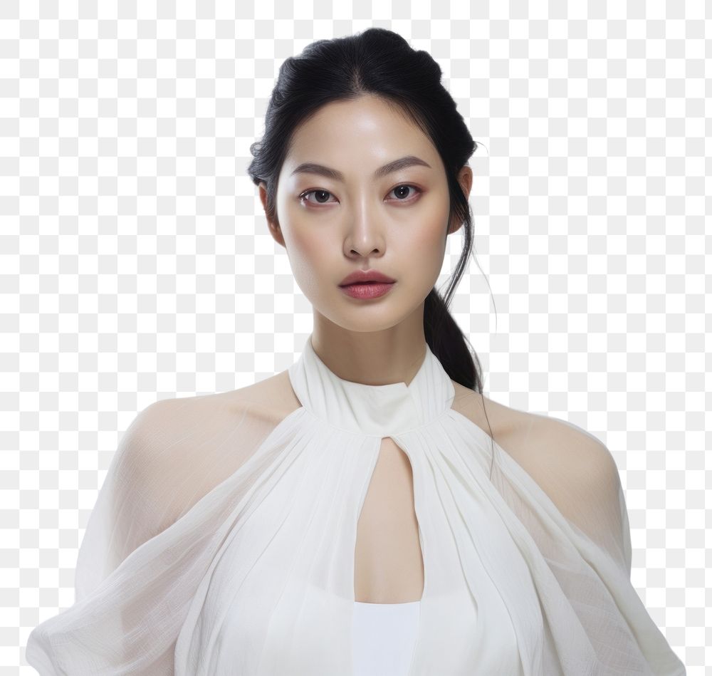 PNG  Crossed-dresss asian woman portrait adult white. AI generated Image by rawpixel.
