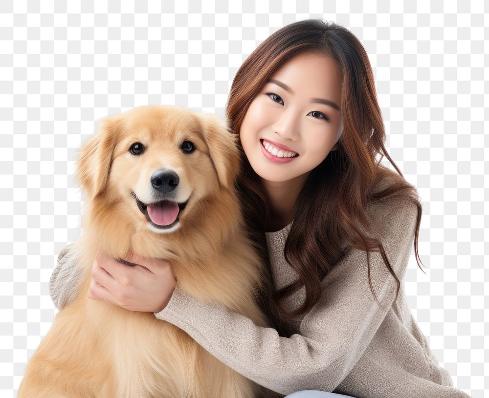 PNG Woman sitting with dog mammal animal puppy. AI generated Image by rawpixel.