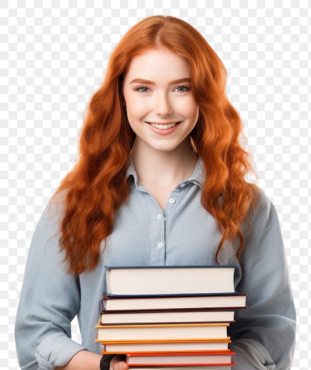 PNG College student holding books portrait reading adult. 