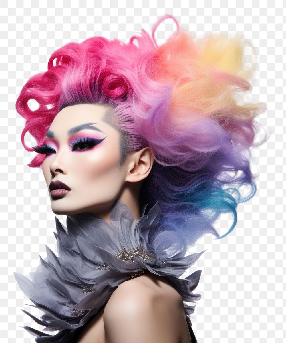 PNG  Japanese drag queen portrait adult photo. AI generated Image by rawpixel.