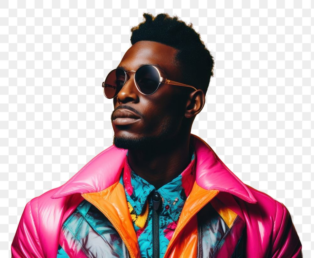 PNG  Fashionable Black Man portrait sunglasses fashion. AI generated Image by rawpixel.