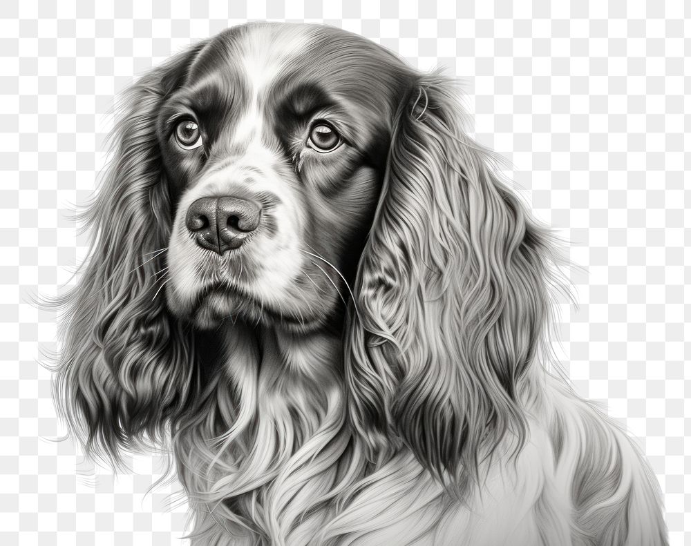 PNG Spaniel dog spaniel drawing animal. AI generated Image by rawpixel.