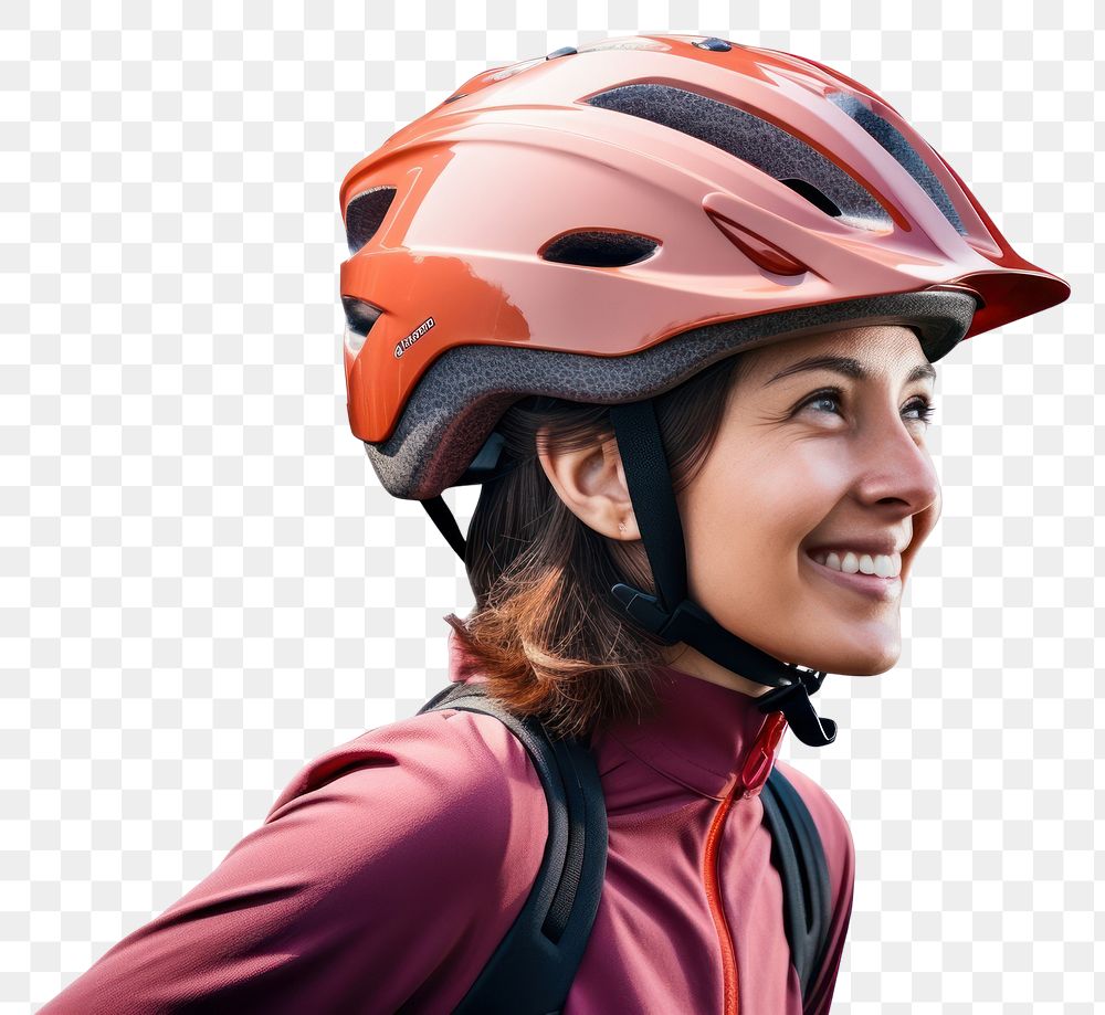 PNG  Woman in bicycle helmet female adult exercising.