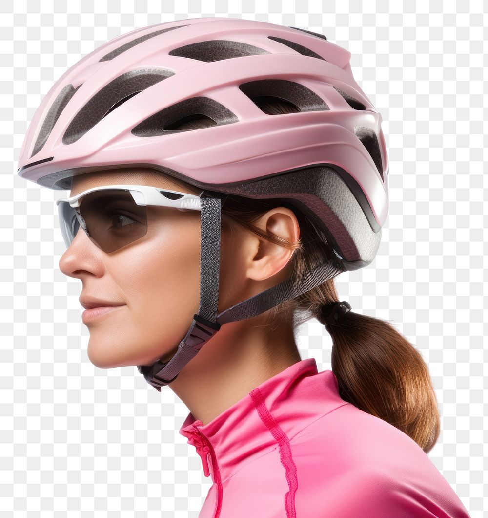PNG  Woman in bicycle helmet adult sunglasses exercising.