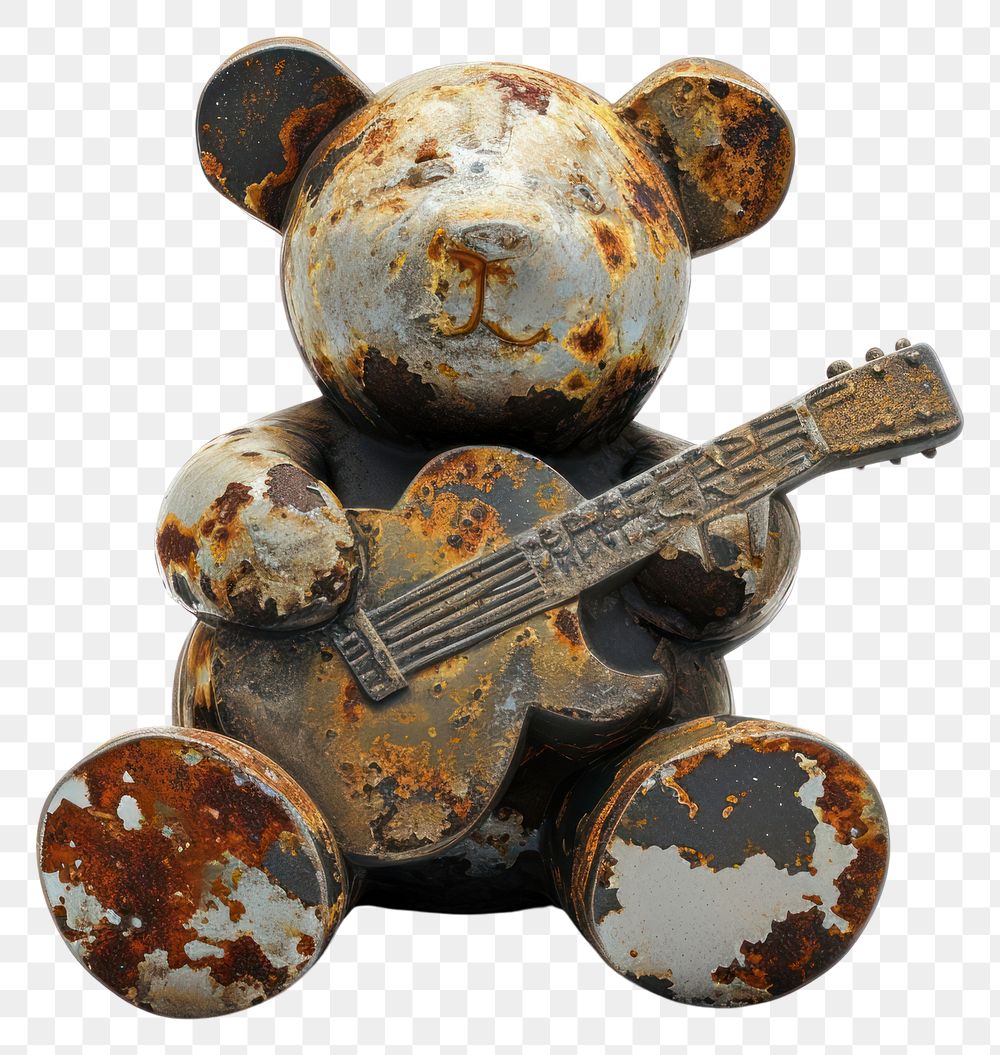 PNG  Rock heavy element Teddy bear shape white background representation creativity.