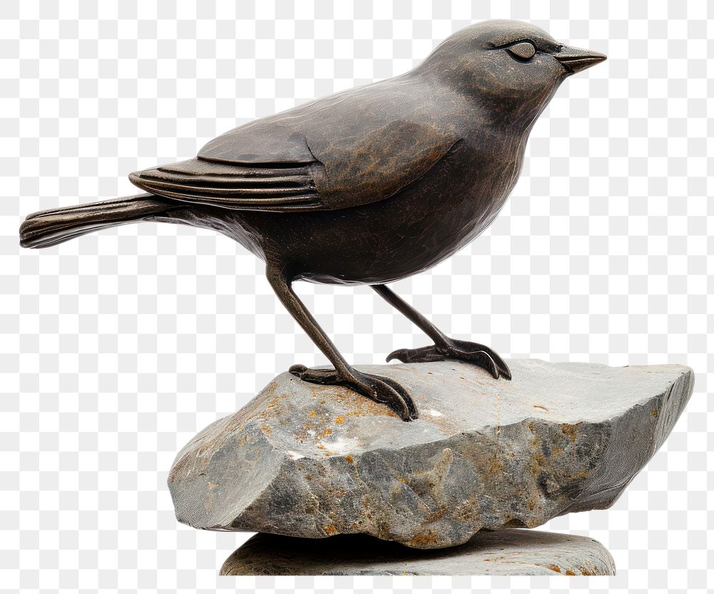 PNG  Rock heavy element Bird shape bird blackbird animal.