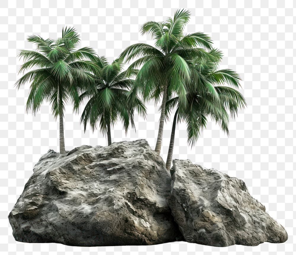 PNG  Rock heavy element Coconut trees shape outdoors nature plant.