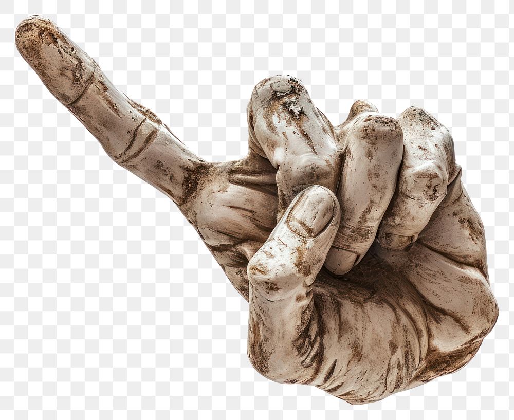 PNG  Rock heavy element human hand shape finger white background sculpture.