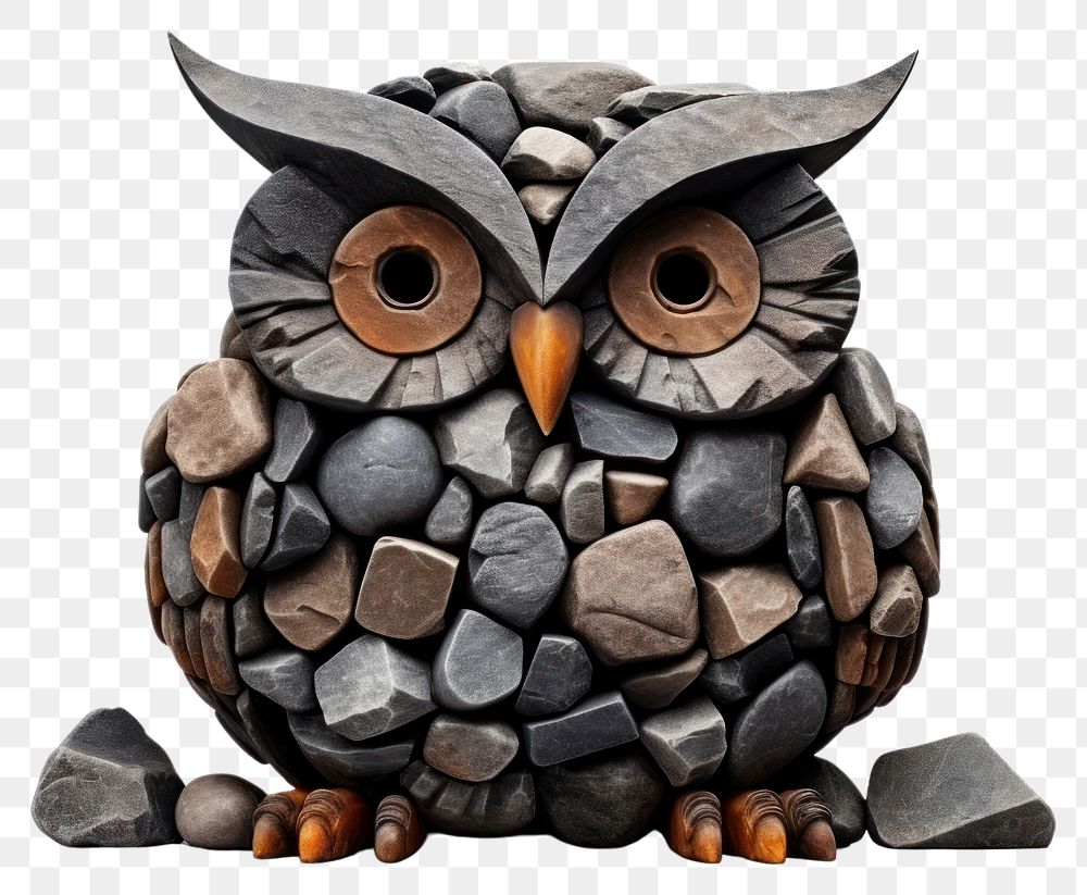 PNG Rock heavy element Owl shape pebble owl 