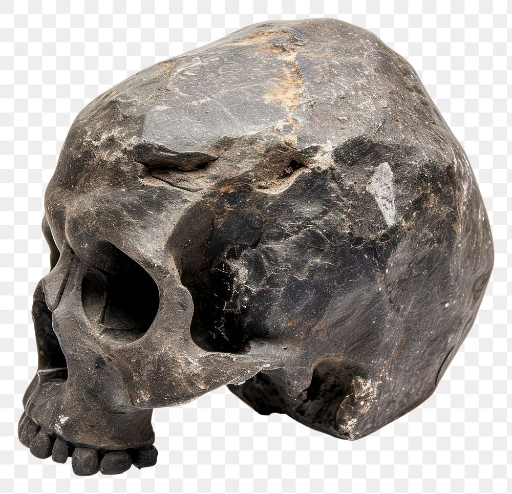 PNG  Rock heavy element Skull white background anthropology ammunition.