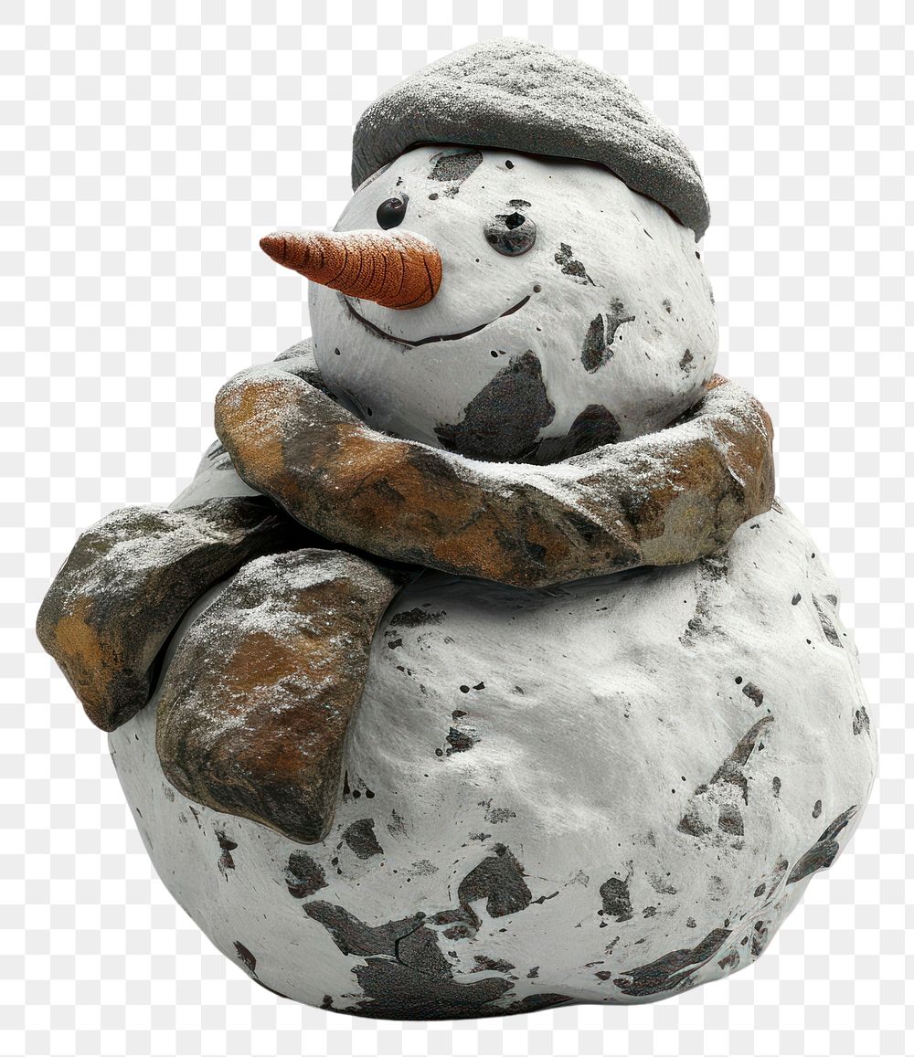 PNG  Rock heavy element Snowman shape snowman white background representation.