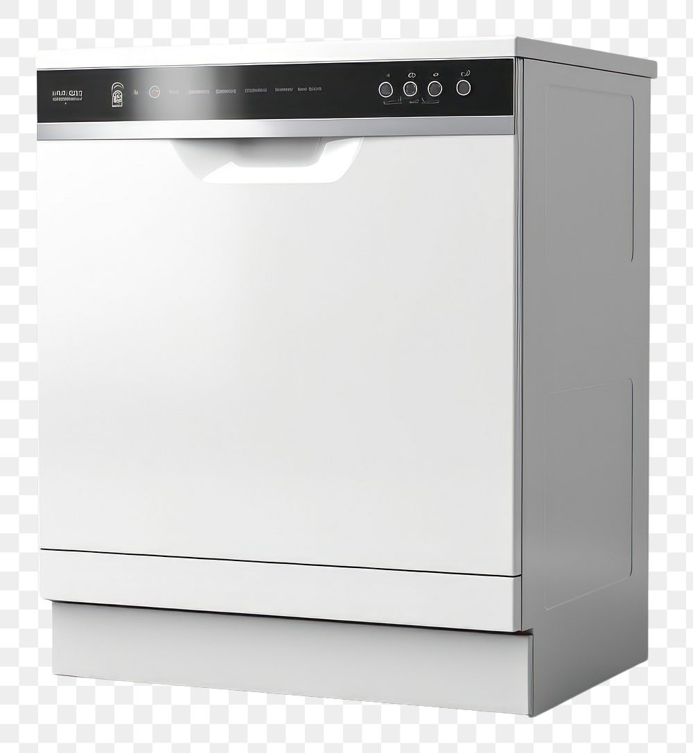 PNG White dishwasher refrigerator appliance white background.