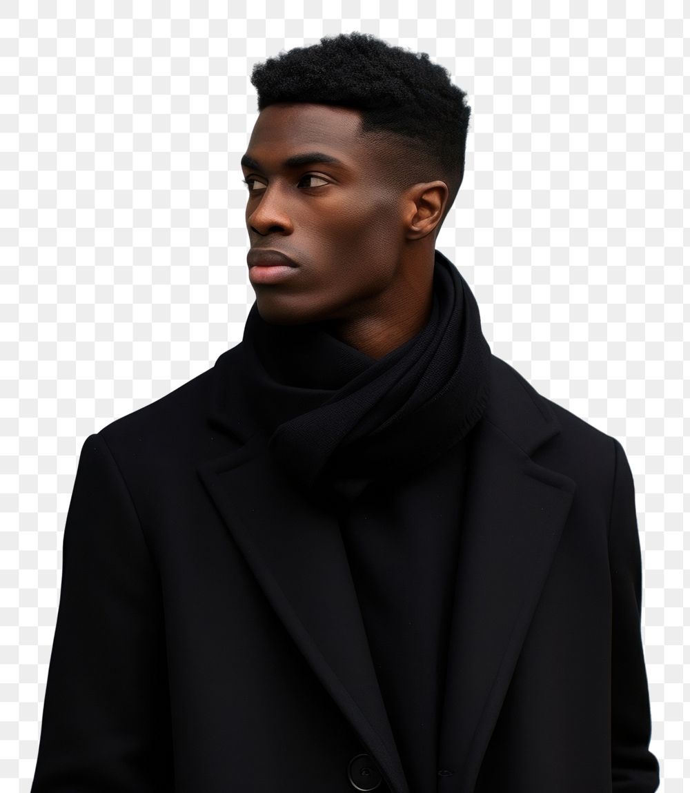 PNG  Fashion black men portrait adult contemplation. AI generated Image by rawpixel.