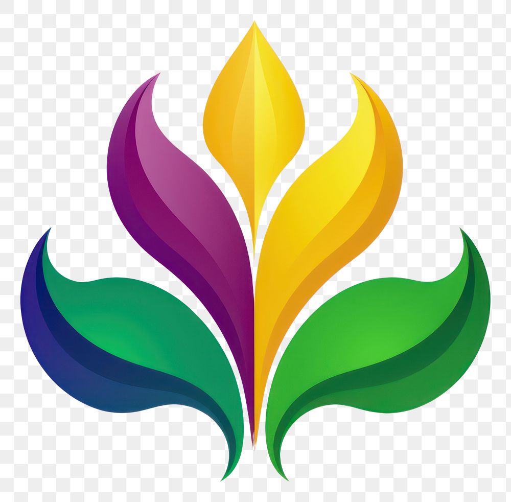 PNG  Mardi gras fleur symbol yellow purple logo.