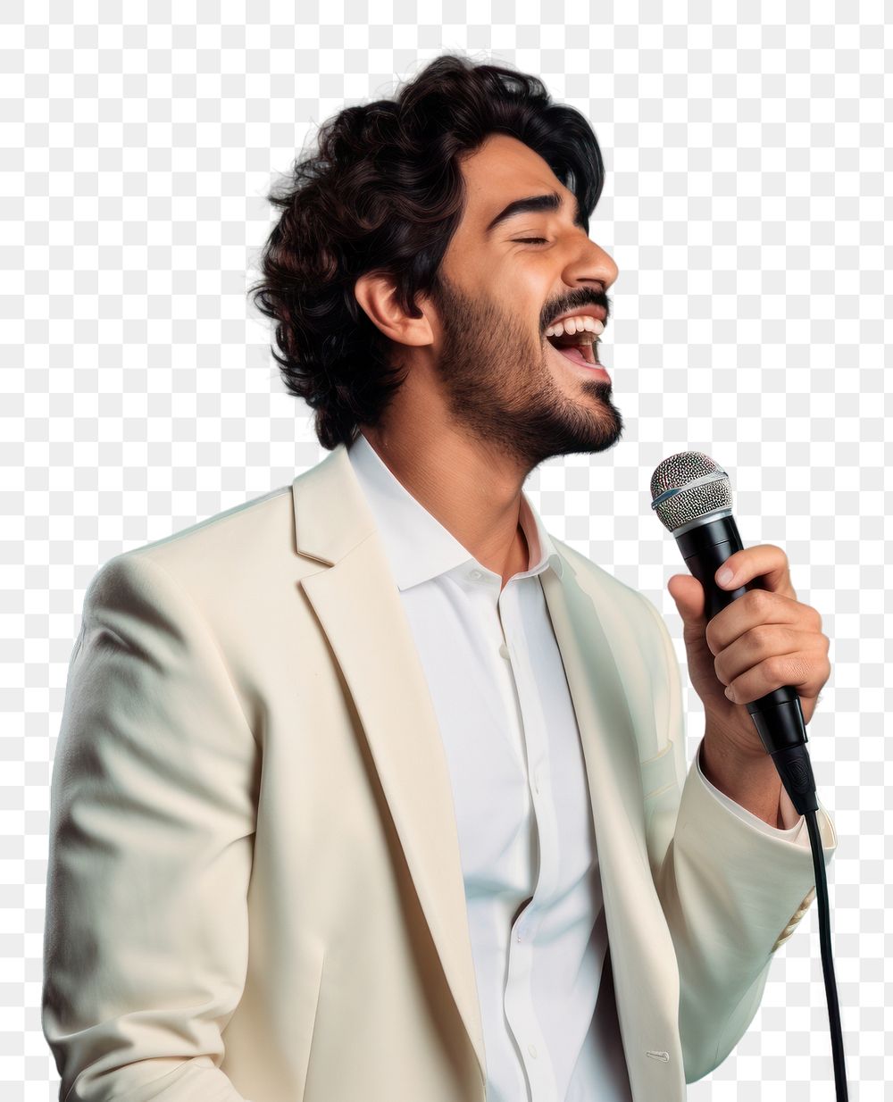 PNG Pakistani man microphone laughing adult.