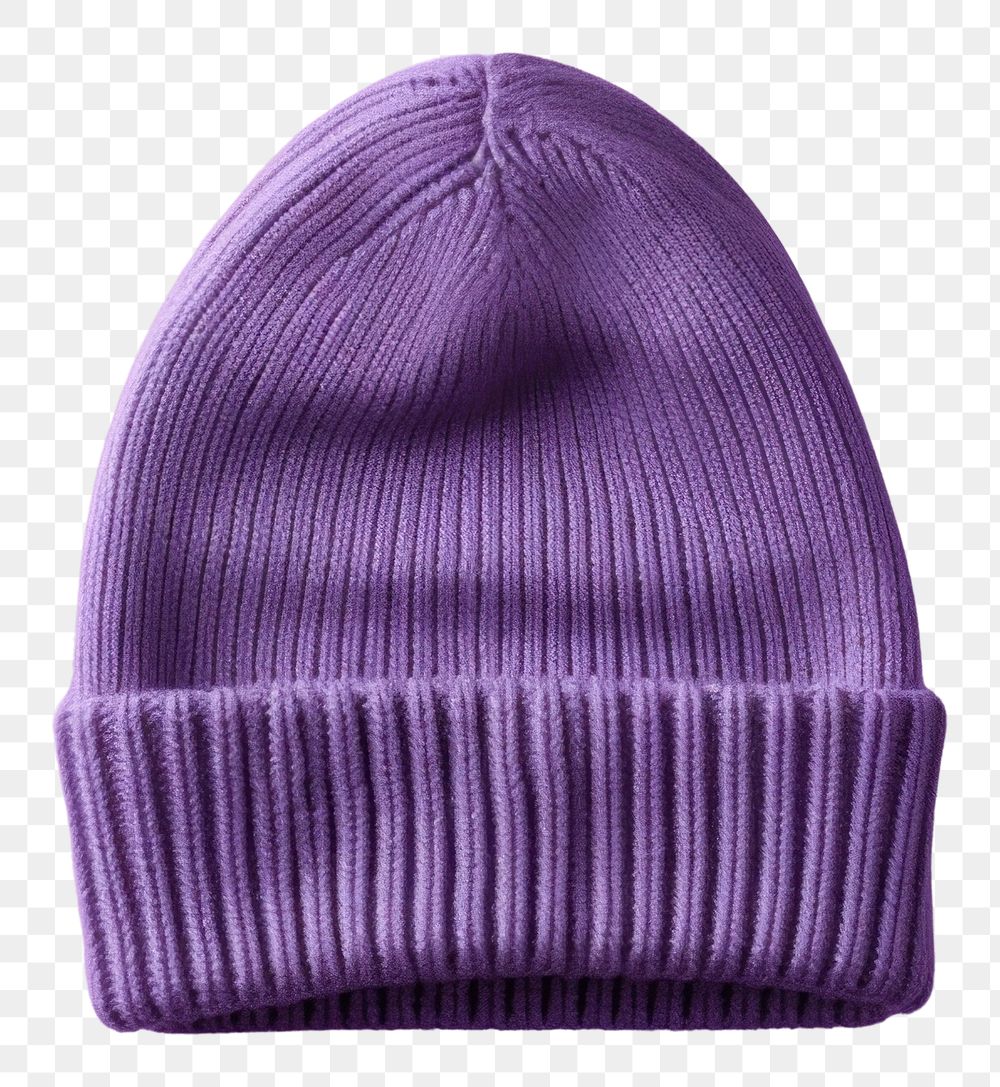 PNG  Beanie mockup purple headwear headgear.