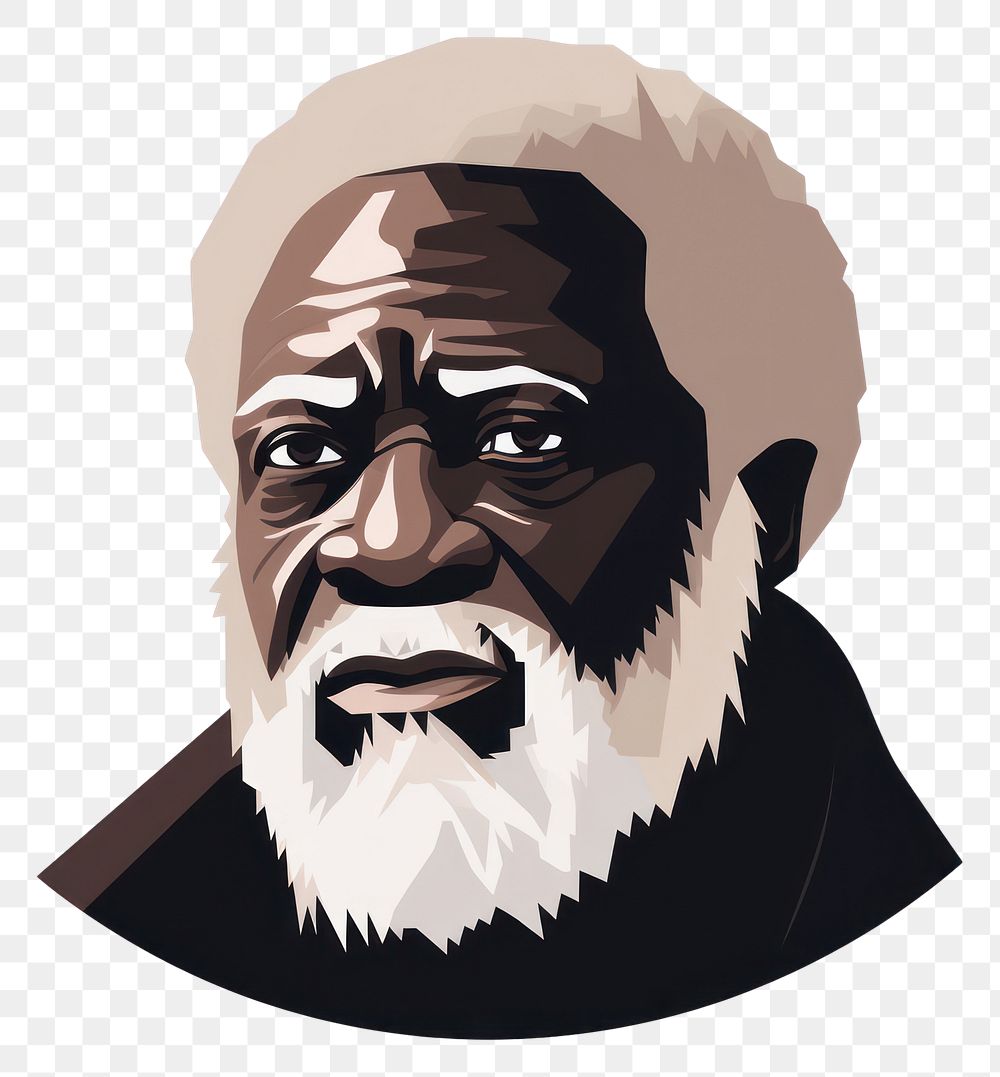 PNG  Old black man portrait adult beard.