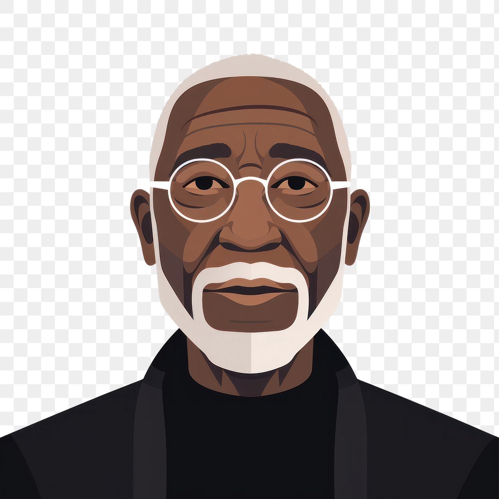 PNG  Old black man portrait glasses adult.